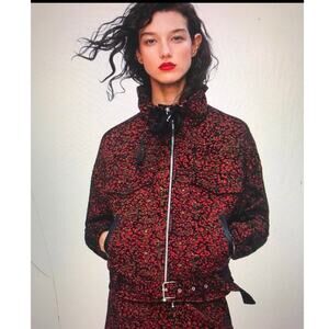 Zara Red and Black Patterned Jacket